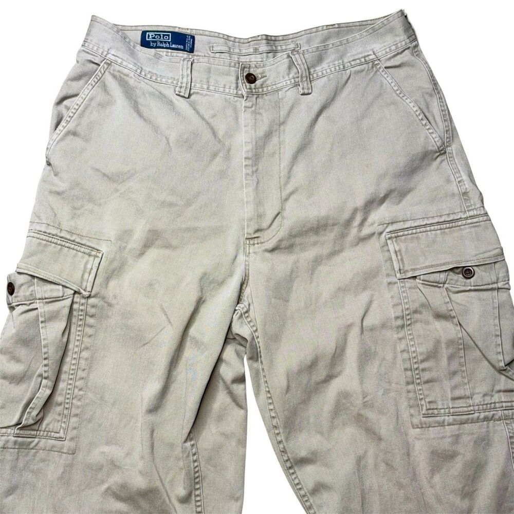 Polo Ralph Lauren Pants Mens 36x32 Beige Cargo Chino Utility Workwear vintage